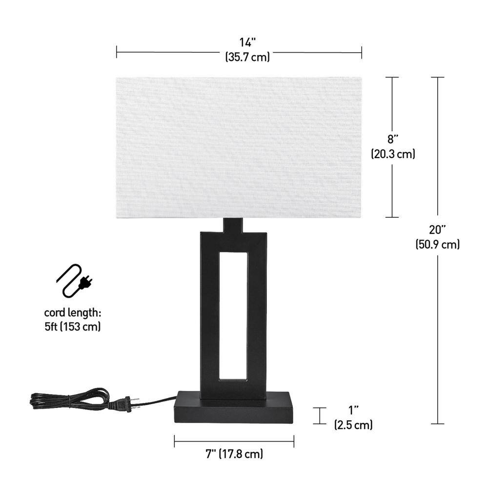 Matte Black 20" Table Lamp with White Linen Shade