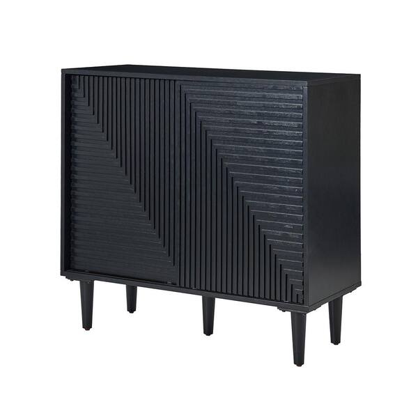 JAYDEN CREATION Winifred BLACK 34 in. Tall 2 Door Accent Storage