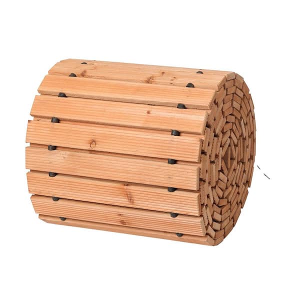 Wooden Garden Pathway 24 ft. L x 0.6 in. H x 17 in. W, non-slip Walkway. Roll-out Cedar Path Wire Rope Brown Edging