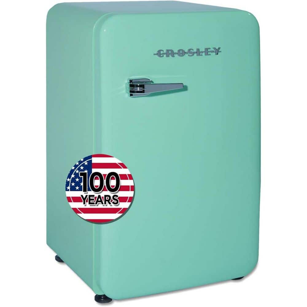 3.2 cu. ft. 1-Door Compact Refrigerator, Retro Design, Door Storage Bins, Adjustable Glass Shelves, Mint Green