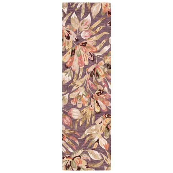 Blossom 2 ft. x 8 ft. Purple/Sage Oversized Floral Runner Rug