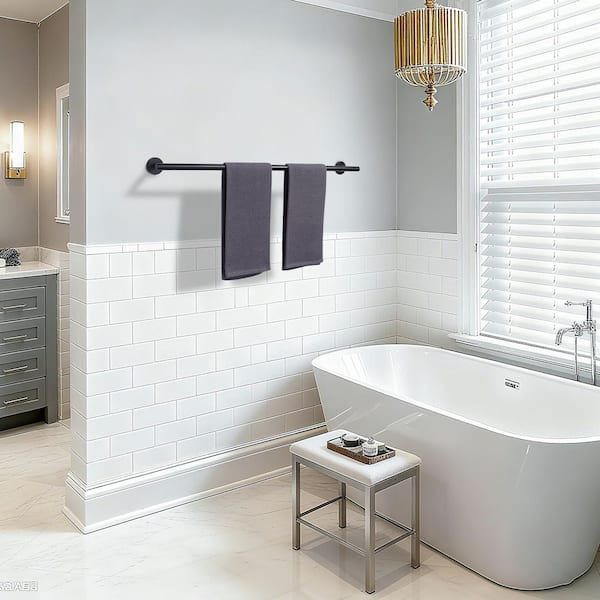 32 in. Wall Mounted Single Towel Bar Bath Hardware Accessory in Matte Black