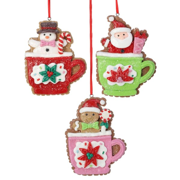4 in. Claydough Mug With Friends Ornament (Set of 3)