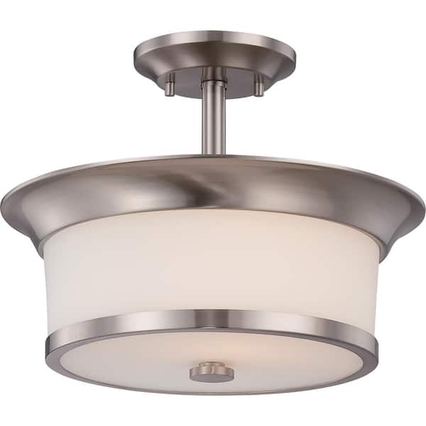 SATCO 13.13 in. 2-Light Brushed Nickel Semi-Flush Mount