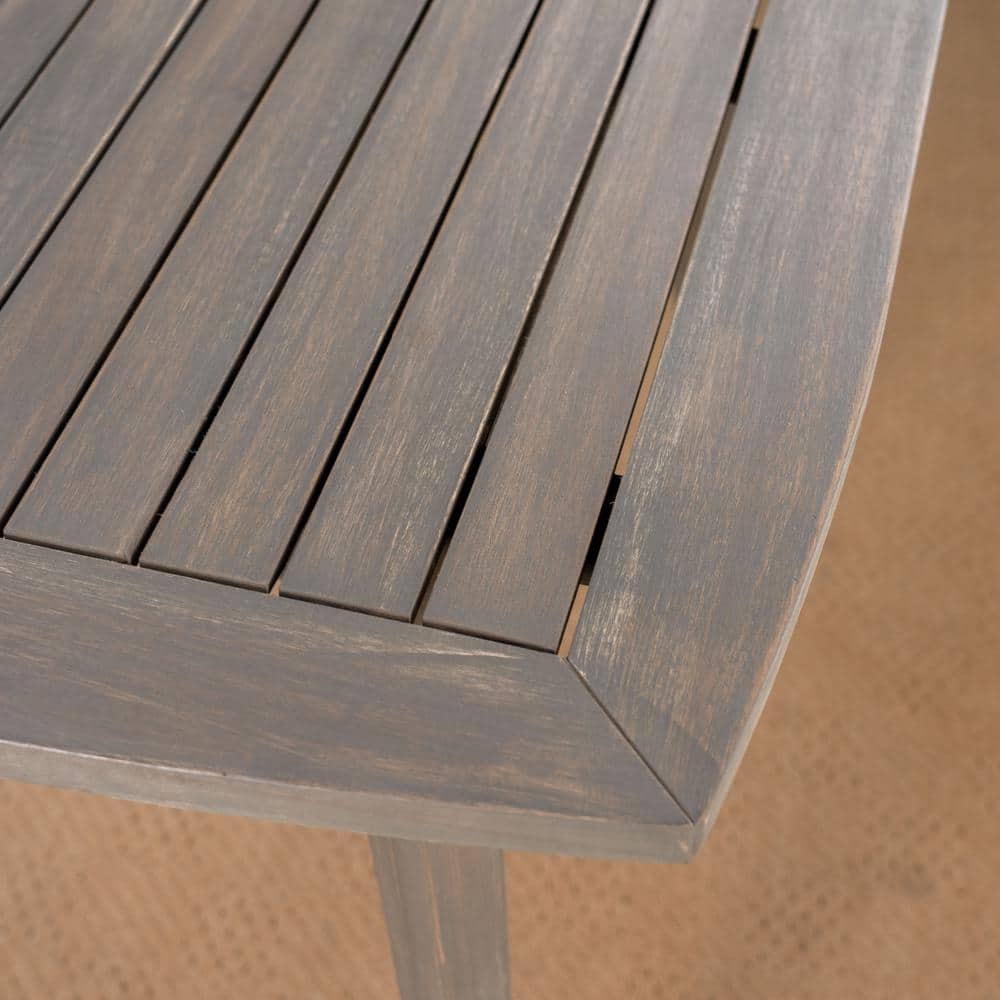 Sleek Acacia Wood Square Outdoor Dining Table with Straight Legs, Gray
