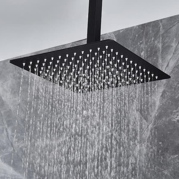 Zalerock Rainfall 1-Spray Square 10 in. Shower System Shower Head with  Handheld in Brushed Nickel (Valve Included) KSA022 - The Home Depot
