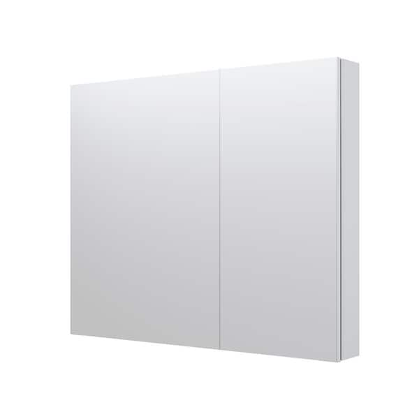 RO 36 in. W x 30 in. H Rectangular Surface or Recessed Mount Chrome Aluminum Medicine Cabinet with Mirror