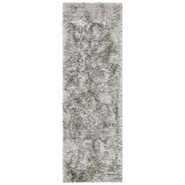Ocean Shag 2 ft. x 10 ft. Light Gray Cozy Plush Runner Rug