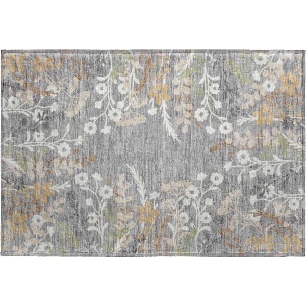 Mayfield Premium Machine Washable Abstract AMF2334 Gray 2 ft. x 3 ft. Accent Rug