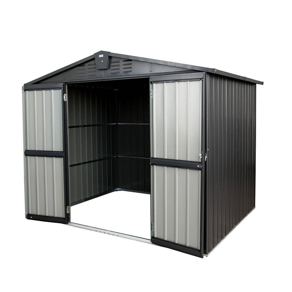 50.84 sq. ft, Black 8 ft. W x 12 ft. D Metal Outdoor Garden Shed Storage Sh