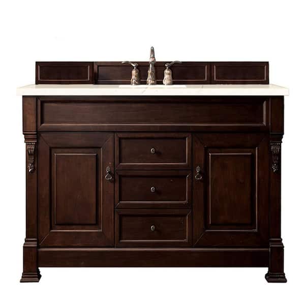 James Martin Vanities Brookfield 60 in. W x 23.5 in. D x 34.3 in. H Bathroom Vanity in Burnished Mahogany with Eternal Marfil Quartz Top