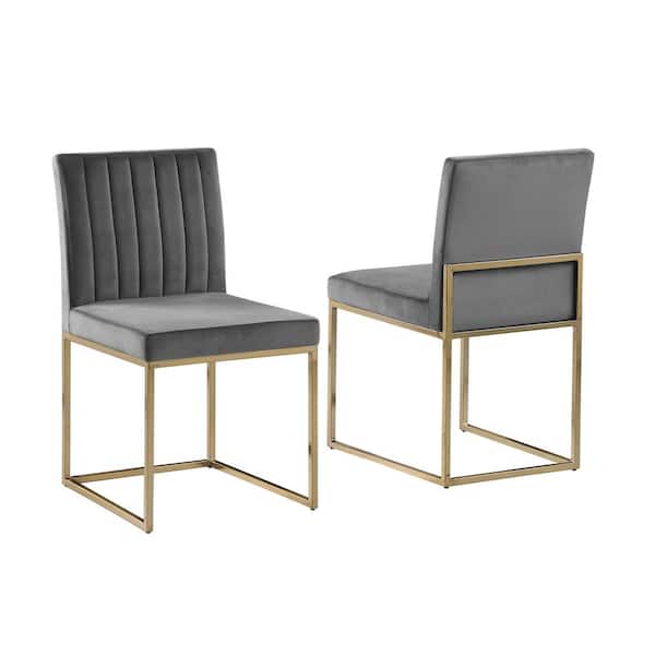 Best Master Furniture Jacobsen Gray Velvet Armless Chairs (Set of 2)