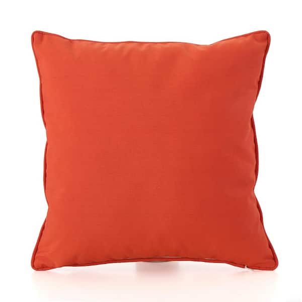 Otryad 2-Pack Orange Square Outdoor Throw Pillow Set, 15 x 15 in. Waterproof Decorative Pillows for Patio Furniture