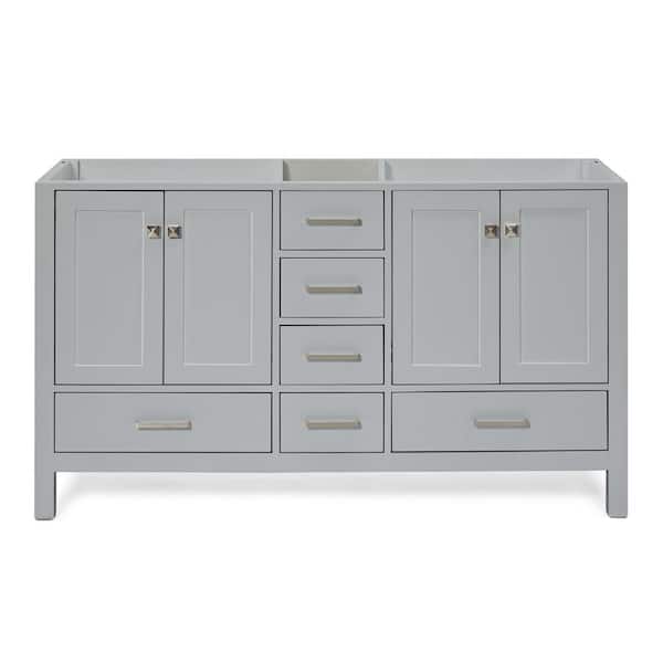 ARIEL Cambridge 60 in. W x 21.5 in. D x 34.5 in. H Double Freestanding Bath Vanity Cabinet Only in Grey