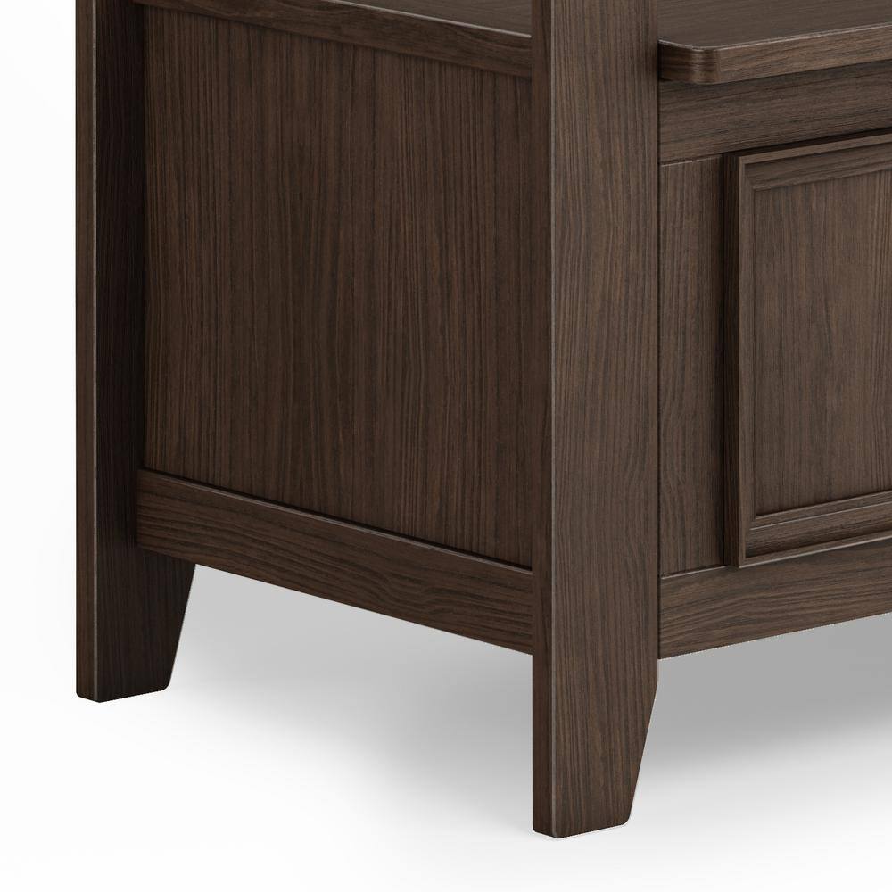 Amherst Farmhouse Brown Solid Wood Entryway Storage Bench