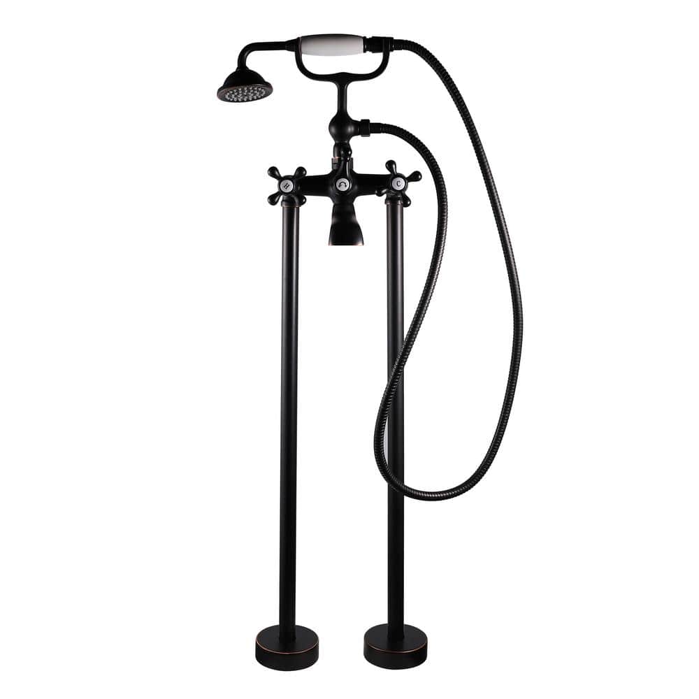 Tahoe 2-Handle Freestanding Tub Faucet with Handle Shower in Oil Rubbed Bro