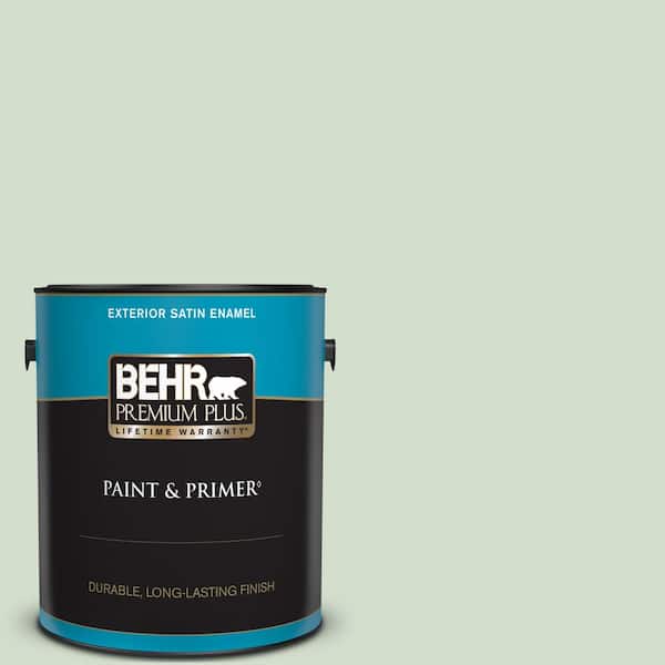 BEHR PREMIUM PLUS 1 gal. #440E-2 Herbal Mist Satin Enamel Exterior Paint & Primer