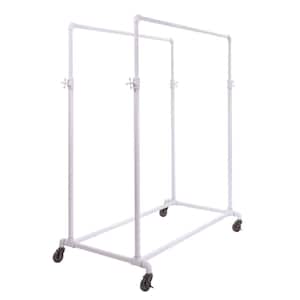 White Metal Clothes Rack 50 in. W x 78 in. H with Two Hangrails