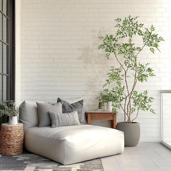 6 ft. Artificial Nandina Plants Indoor, Faux Floor Plant in Pot, Artificial Tree with Grey Planter for Home Office Decor