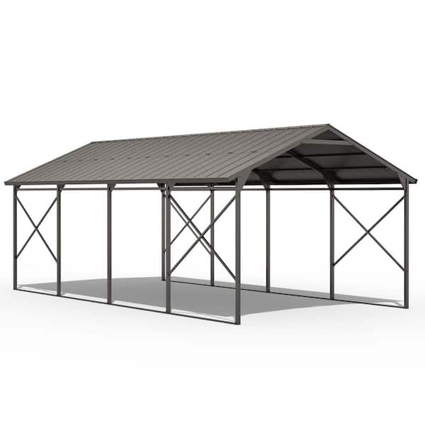 12 ft. W x 22 ft. D Gray Metal Carport, Car Canopy and Shelter