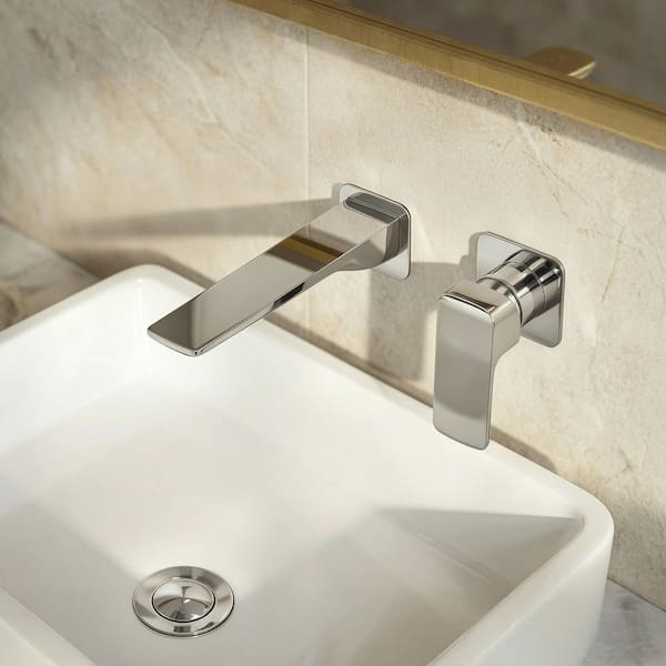 Wall Mounted Faucet Single Handle Bathroom Vanity Faucet with Pop-Up Drain, Professional Grade in Polished Chrome