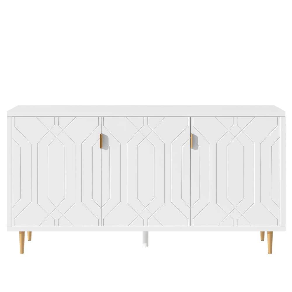 65.00 in. W x 15.70 in. D x 33.70 in. H White Linen Cabinet with Adjustable