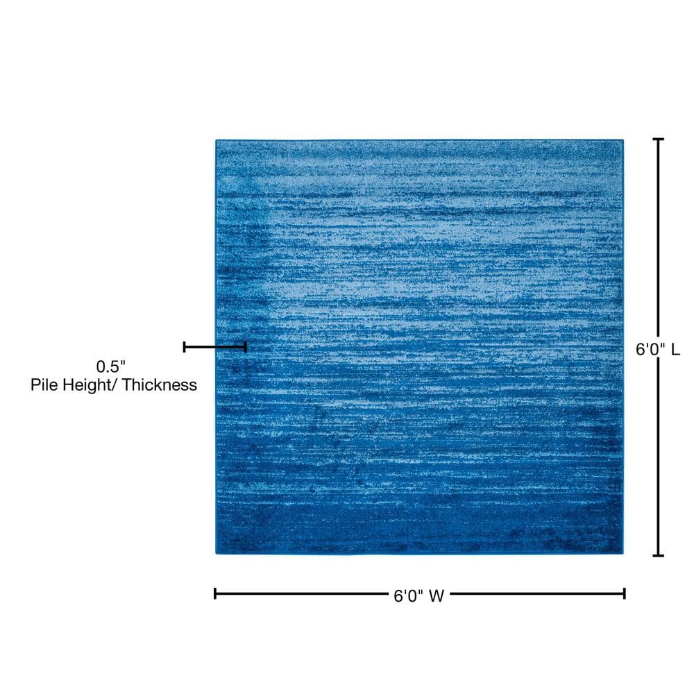Light Blue and Dark Blue Square Abstract Area Rug