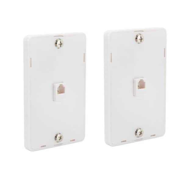 Commercial Electric 1 Gang 1-Line Phone Wall Mount, White (2-Pack)