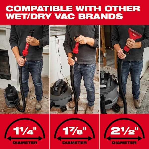 Milwaukee AIR-TIP 1-1/4 in. - 2-1/2 in. 4-In-1 Right Angle Tool and Brush Wet/Dry Shop Vacuum Attachment with Bag (5-Piece)