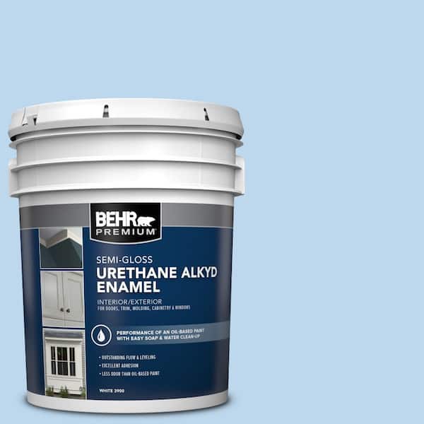 BEHR PREMIUM 5 gal. #P520-1 First Rain Urethane Alkyd Semi-Gloss Enamel Interior/Exterior Paint