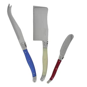 Laguiole 3-Piece Red, Blue and White Cheese Set