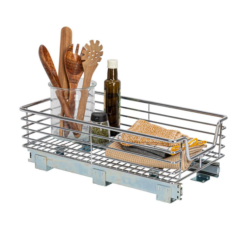 14.5 in. Chrome Sliding Pull-Out Cabinet Organizer