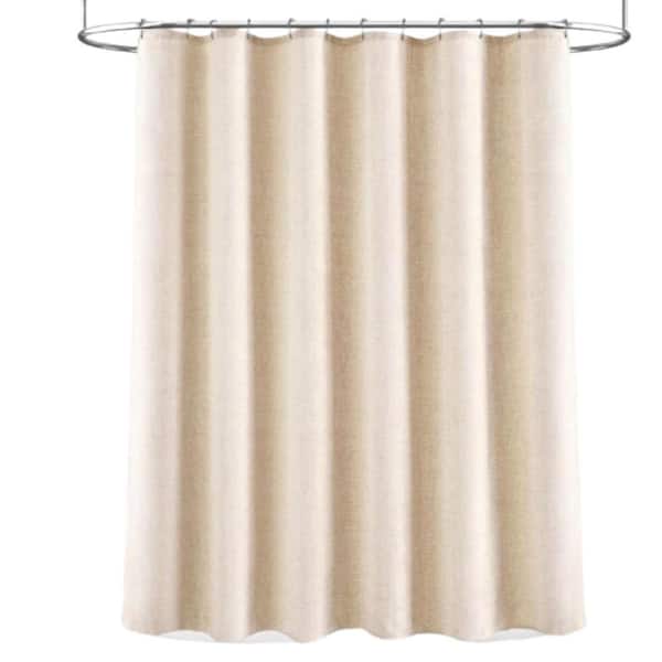 Linen Shower Curtain 2.30 in. W x 11.90 in. L Beige Boho Farmhouse Bathroom Decor Natural Cotton Fabric White
