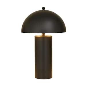 22 in. Black Metal Task and Reading Table Lamp with Dome Shade