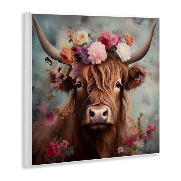 Stupell Industries Detailed Floral Highland Cow by Irena Orlov