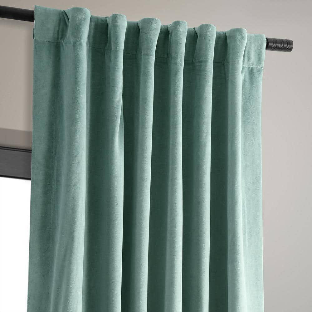 Aqua Mist Velvet Blackout 84-Inch Window Curtain Panel