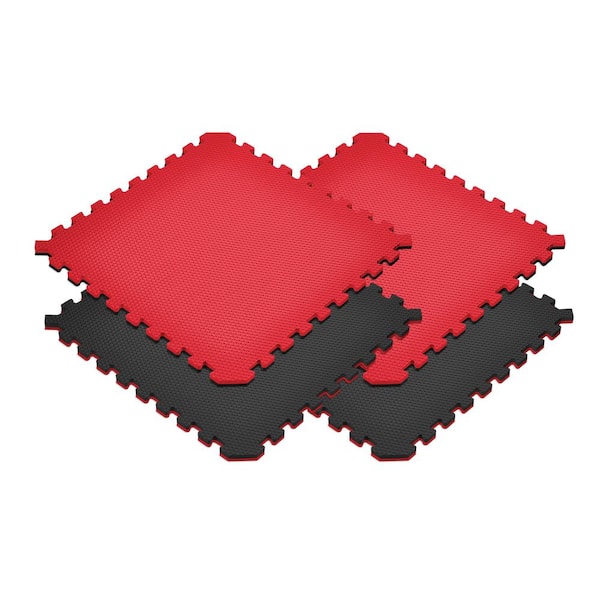 Norsk Red/Black 24 in. x 24 in. EVA Foam Truly Reversible Sport MMA Interlocking Tile (32-Tile)