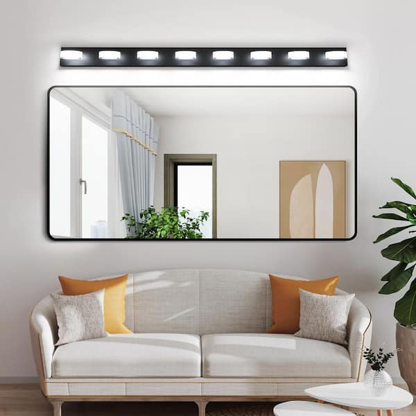67 in. 8 Light Black LED Vanity Light with 270° Rotatable Lamphead Dimmable 5500K Light