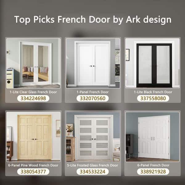 72 in. x 80 in. 15-Lite Clear Glass Universal White Solid Core Glass Double Prehung French Door + Quick Assemble Jamb