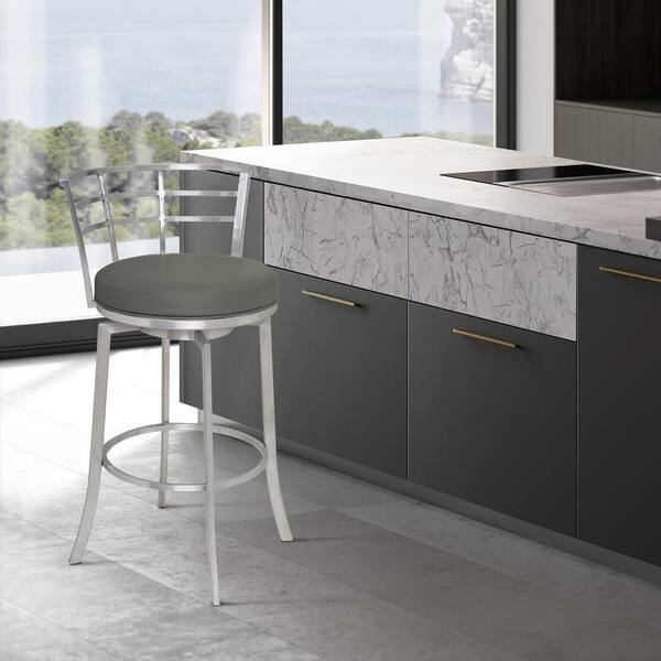 Armen Living Viper 26 in. Bar Stool in Brushed Stainless Steel