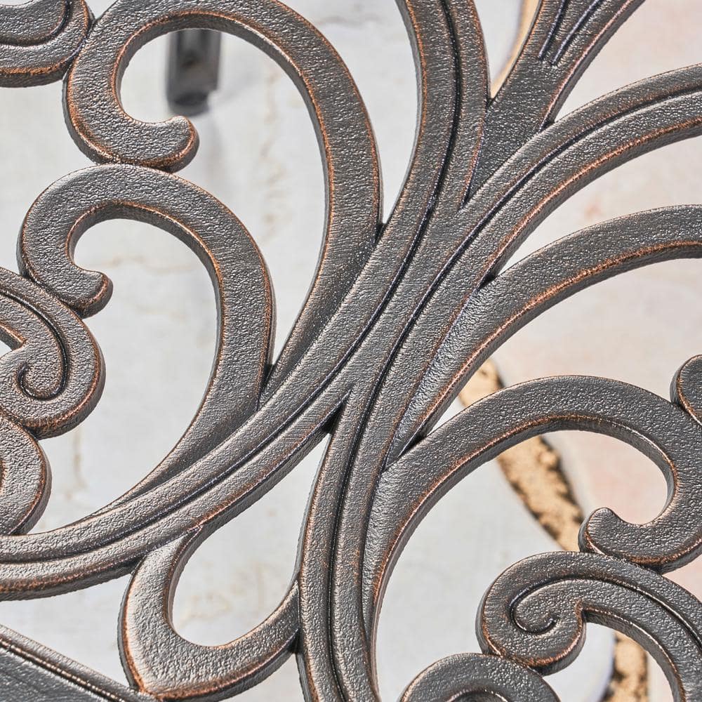 Elegant Shiny Copper Cast Aluminum Dining Armchair, Set of 2