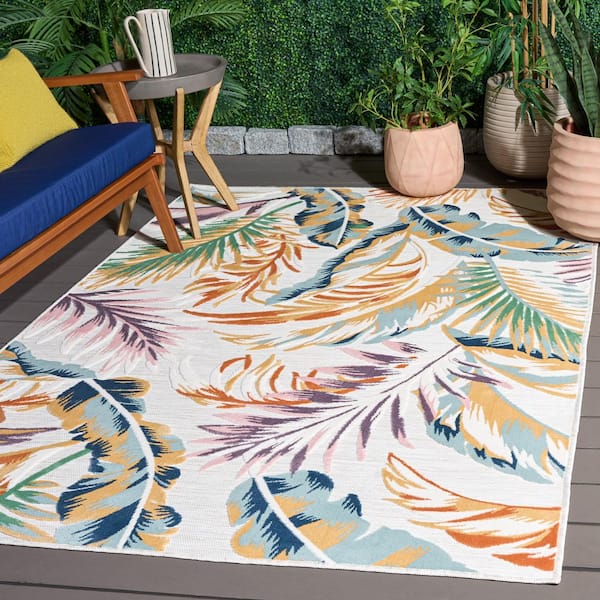 Cabana 6 x 10 Ivory/Multi Leaf Area Rug