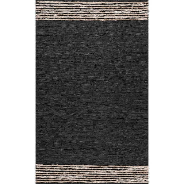 nuLOOM Kelli Contemporary Leather and Jute Gray 8 ft. x 10 ft. Area Rug