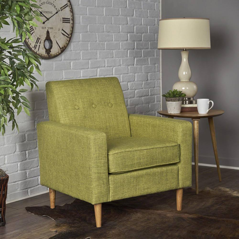 Muted Green Mid Century Modern Fabric Club Chair