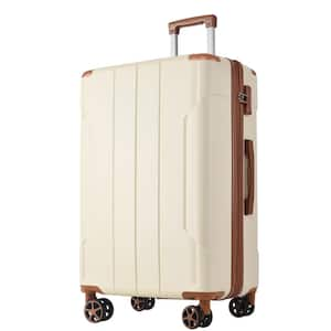 29.5 in. Brown White Lightweight Durable ABS Hardshell Suitcase