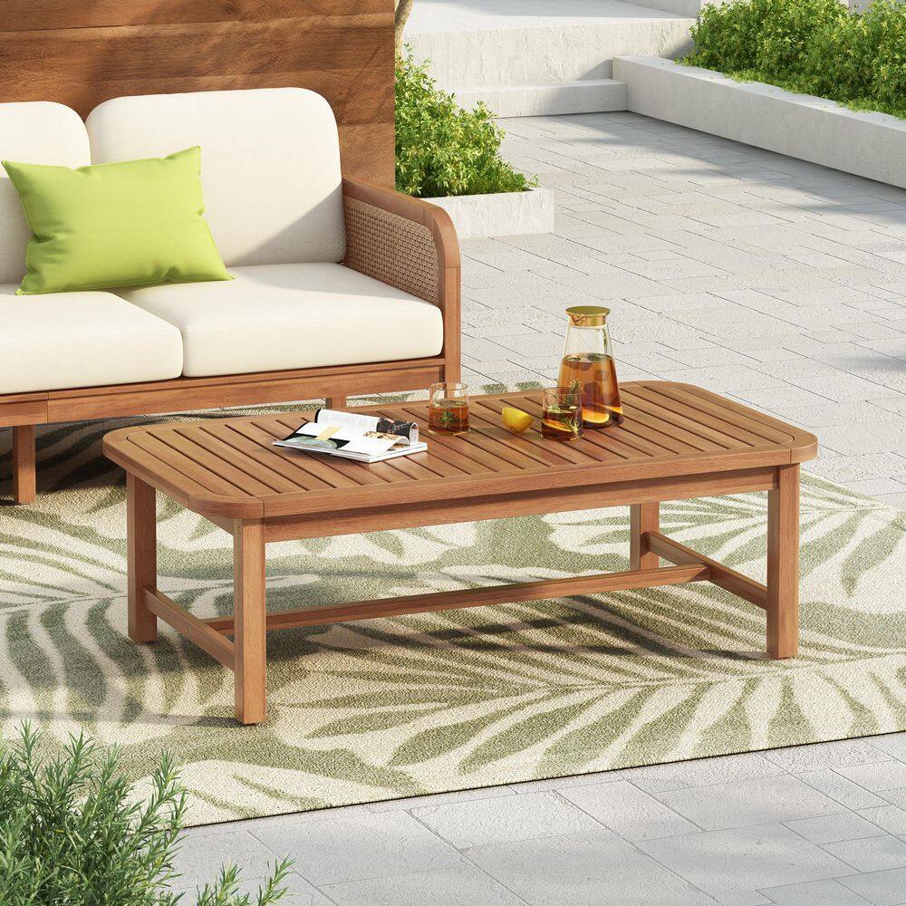 Margaret Light Brown Solid Wood Rectangular Patio Outdoor Coffee Table