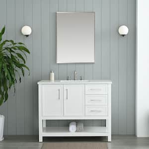 Arlo 42 in. W x 22 in. D x 34 in. H Bath Vanity in White with Engineered Stone Top in Ariston White with White Sink