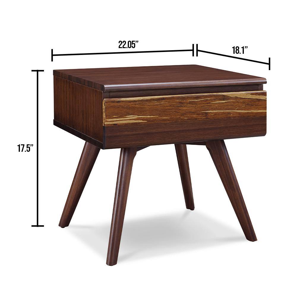 Azara Sable Bamboo Nightstand with Tiger Accent and Drawer