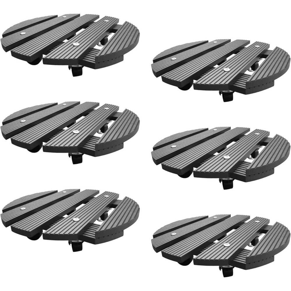 12 in. Black WPC Round Heavy-Duty Plant Caddy, Indoor/Outdoor 220 lbs Plant Stand with Lockable Caster Wheels (6-Pack) price history on PriceWatchPro