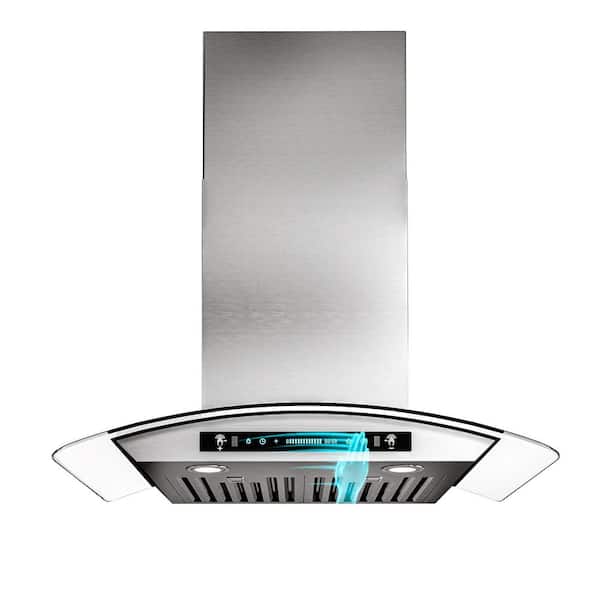 30 in. 900 CFM Ducted Wall Mount Downdraft System in Stainless Steel with Tempered Glass Touch and Gesture Control